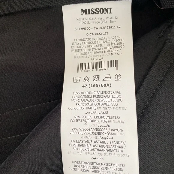 MISSONI Black Trousers with Multi Color Aztec Back Yoke - Size US6 - MSRP $795.…